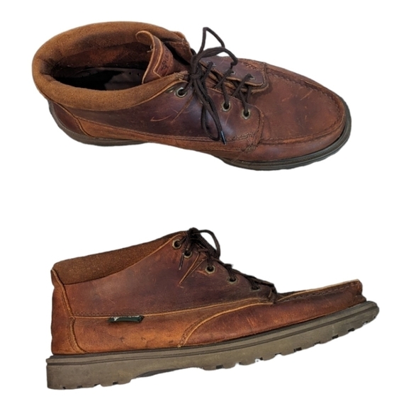 Vintage 90s Eastland Brown Distressed Leather Lace-up Chukka Boot - Picture 1 of 16